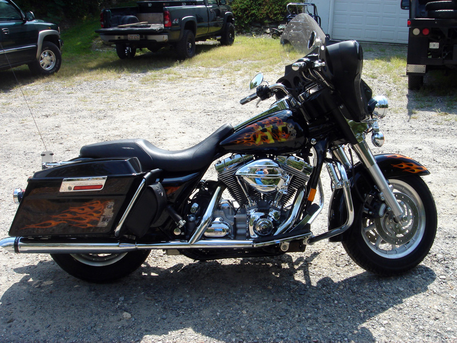 Harley Custom Paint Airbrushed Skulls with Fire and Flames FLHT